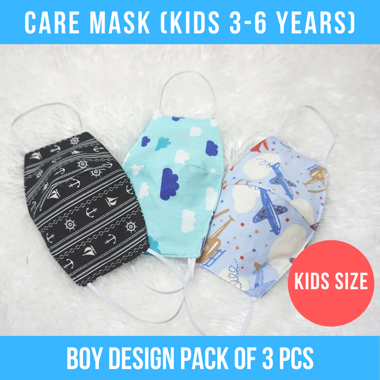 3 PCS Care Mask (KIDS 3-6 years) - BOY DESIGN