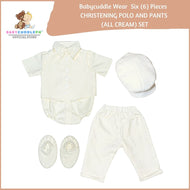 Six (6) Pieces Baptismal Polo Onesie and Pants (Cream)