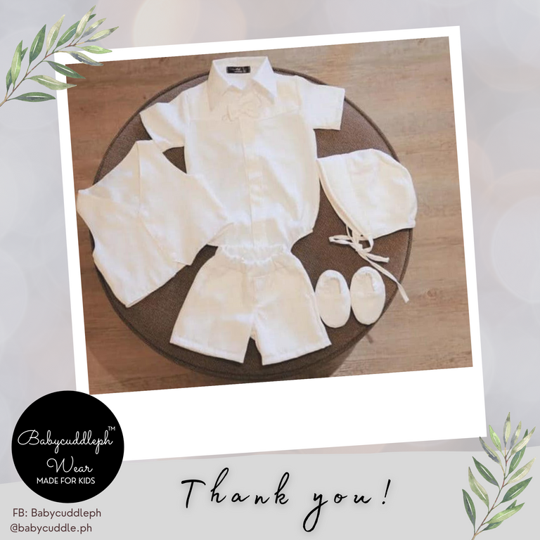 Six (6) Pieces Baptismal Polo Onesie and Short (All Cream)