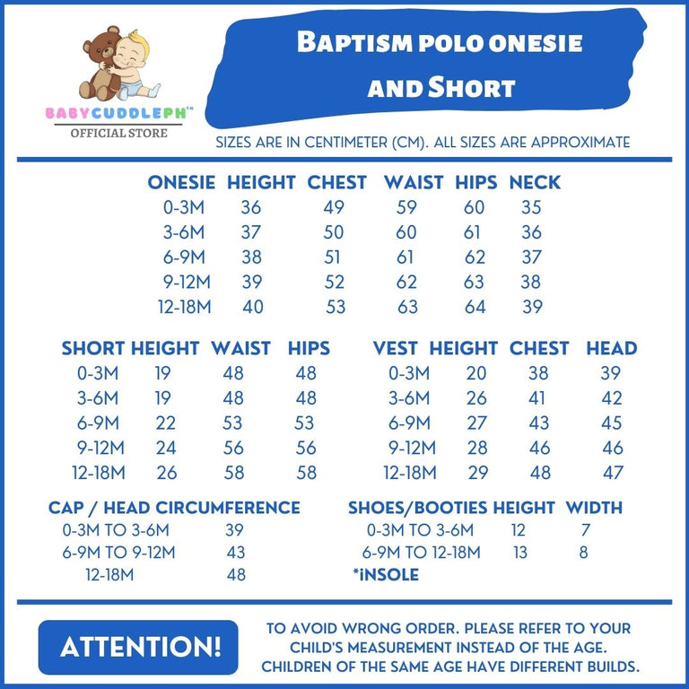 Six (6) Pieces Baptismal Polo Onesie and Short (All Cream)