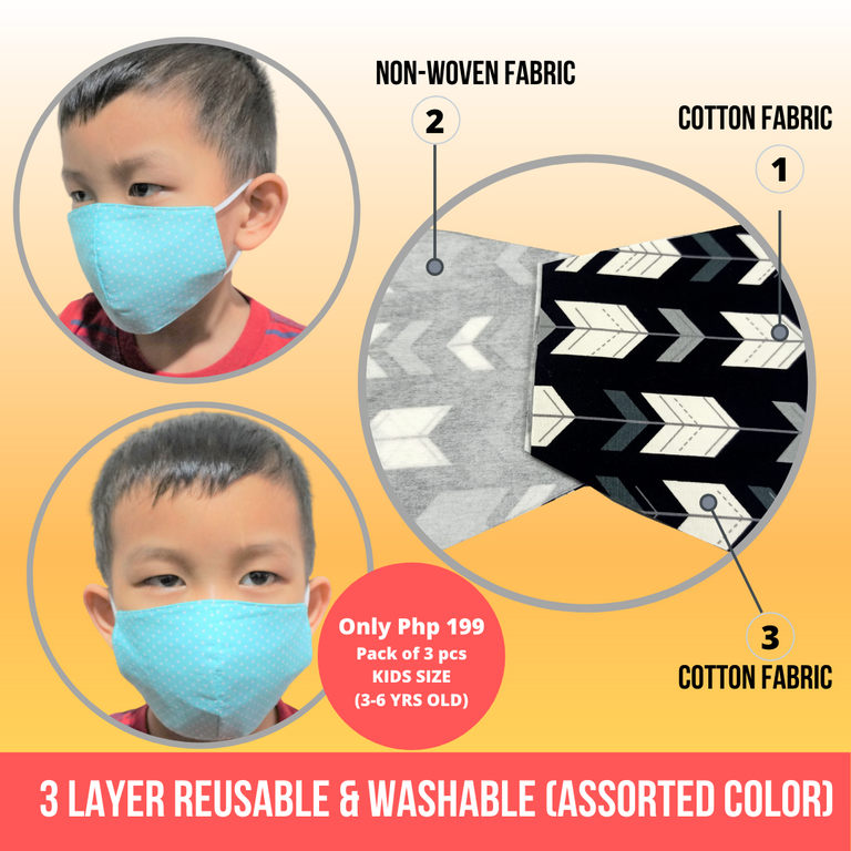 3 PCS Care Mask (KIDS 3-6 years) - Assorted Color/Design