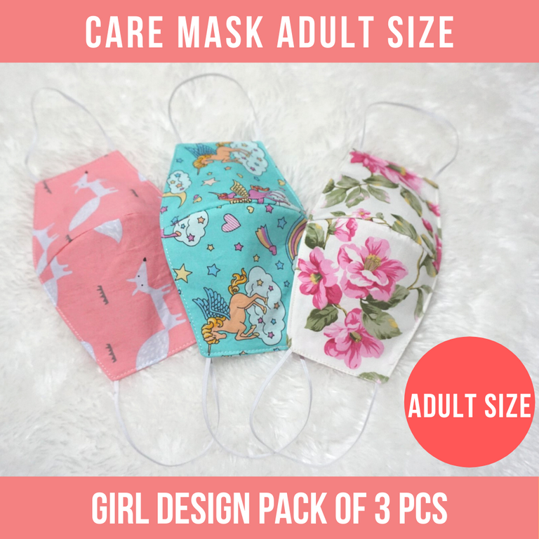 3 PCS Care Mask Adult Size - GIRL DESIGN