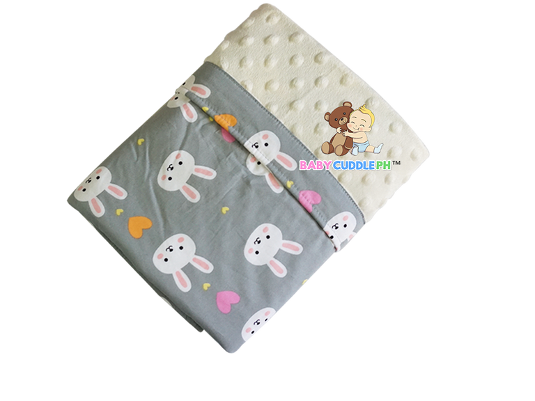 Bunny in Light Gray - Babycuddle Minky Blanket