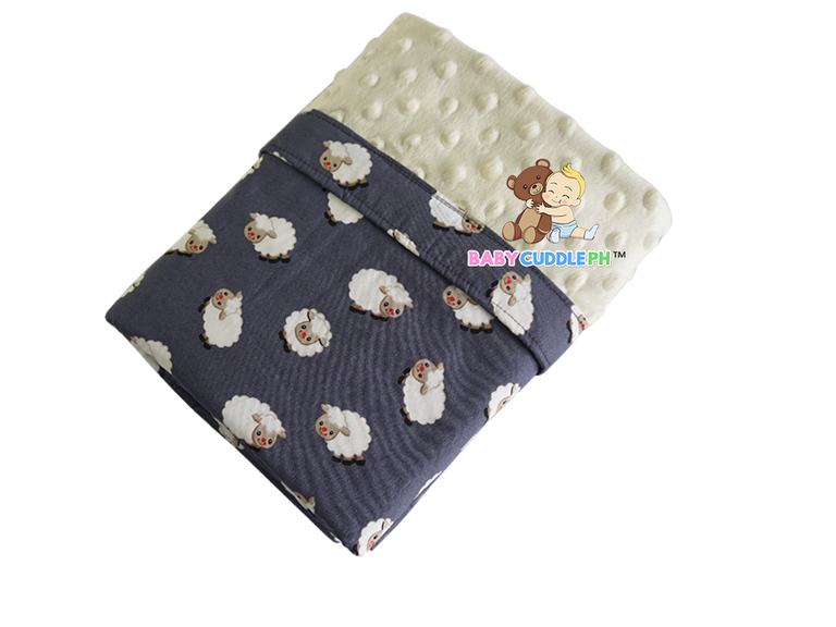 Little Sheep in Deep Gray - Babycuddle Minky Blanket