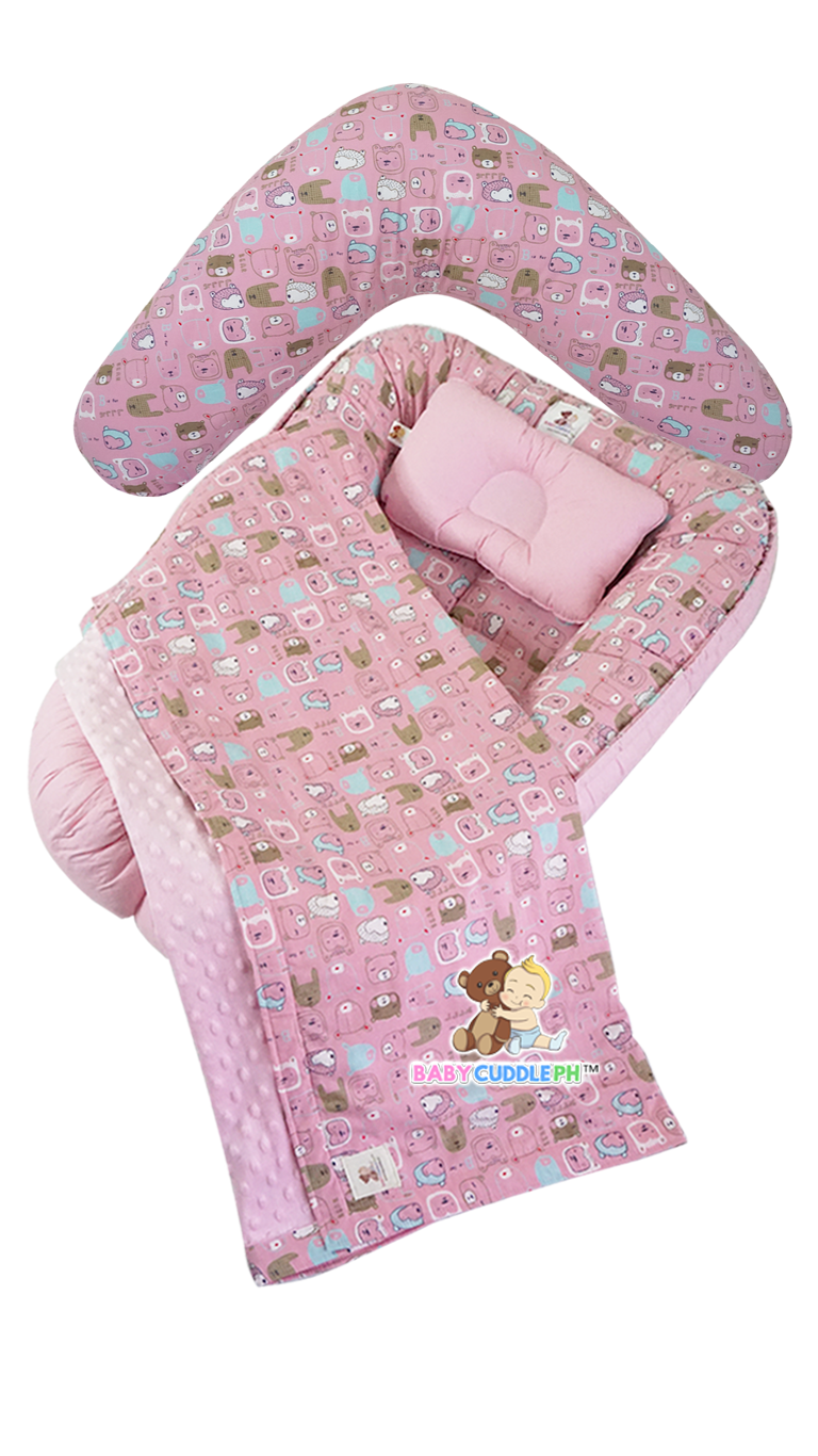 Babycuddleph Mom and Baby Set - Little Bears in Pink