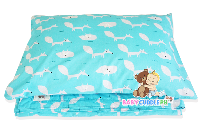 Little Fox in Teal - Babycuddleph Toddlers kit (Pillow & Blanket)