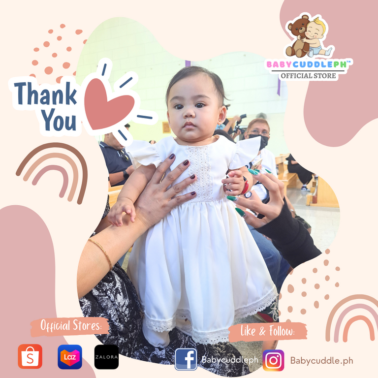 Five(5) Pieces Baptismal Puff Shoulder Dress