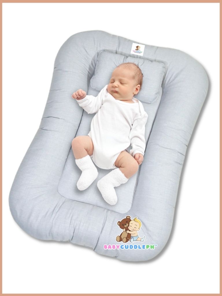 Baby Nest Shaia Light Gray - Bed and Head Pillow