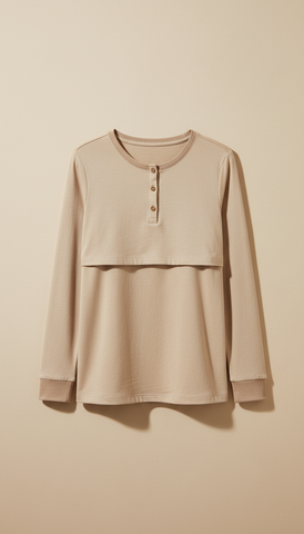 Sand-toned nursing top