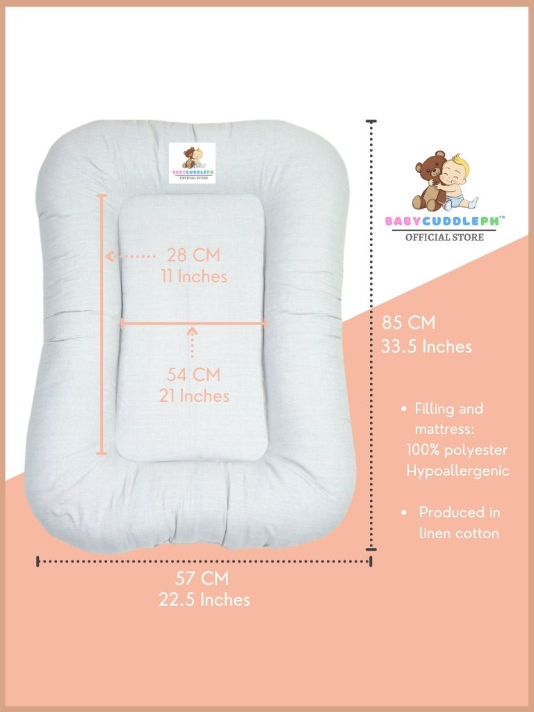 Baby Nest Shaia Light Gray - Bed and Head Pillow