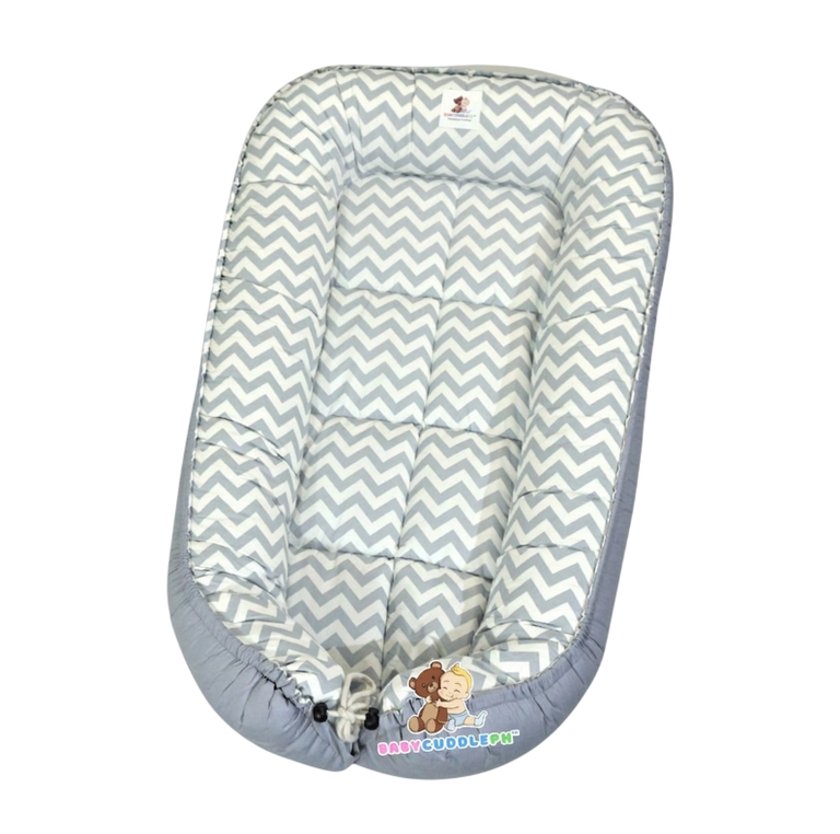 [PRE-ORDER] Chevron Gray (Top Seller) - Babycuddle Bed