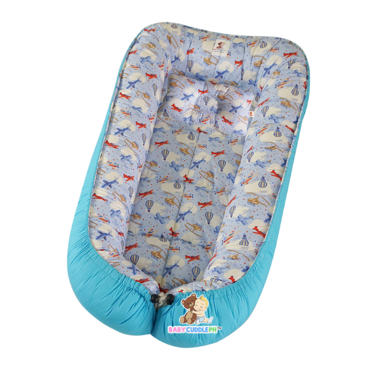 BabyCuddlePH™ Bed and Head Pillow - Airplanes Collection (Limited Edition)