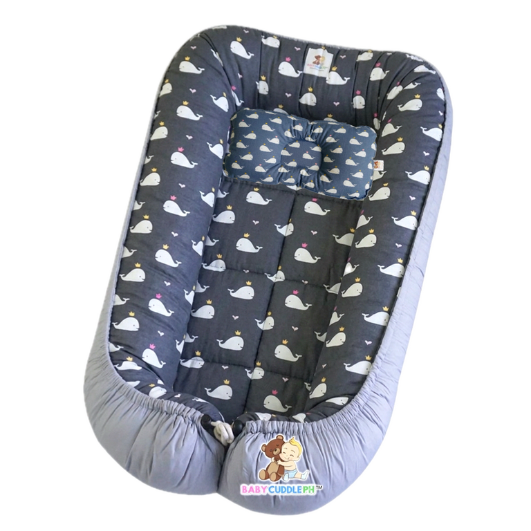 BabyCuddlePH™ Bed and Head Pillow - Baby Whale Collection (Limited Stock)