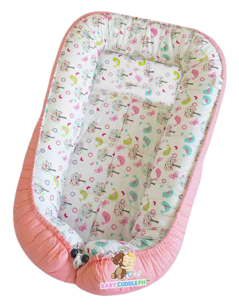 BabyCuddle Bed and Head Pillow - Birds and Butterflies (Best Seller)