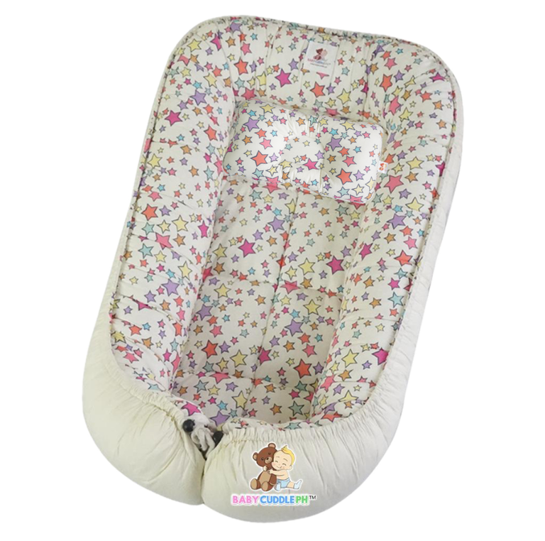 BabyCuddlePH™ Bed and Head Pillow - Stars in Cream (Limited Stock)