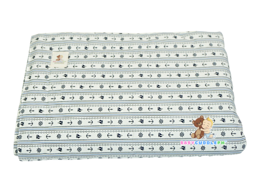 Anchor Stripes in White - Babycuddleph Blanket