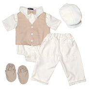 Six (6) Pieces Baptismal Polo Onesie and Pants (Khaki)
