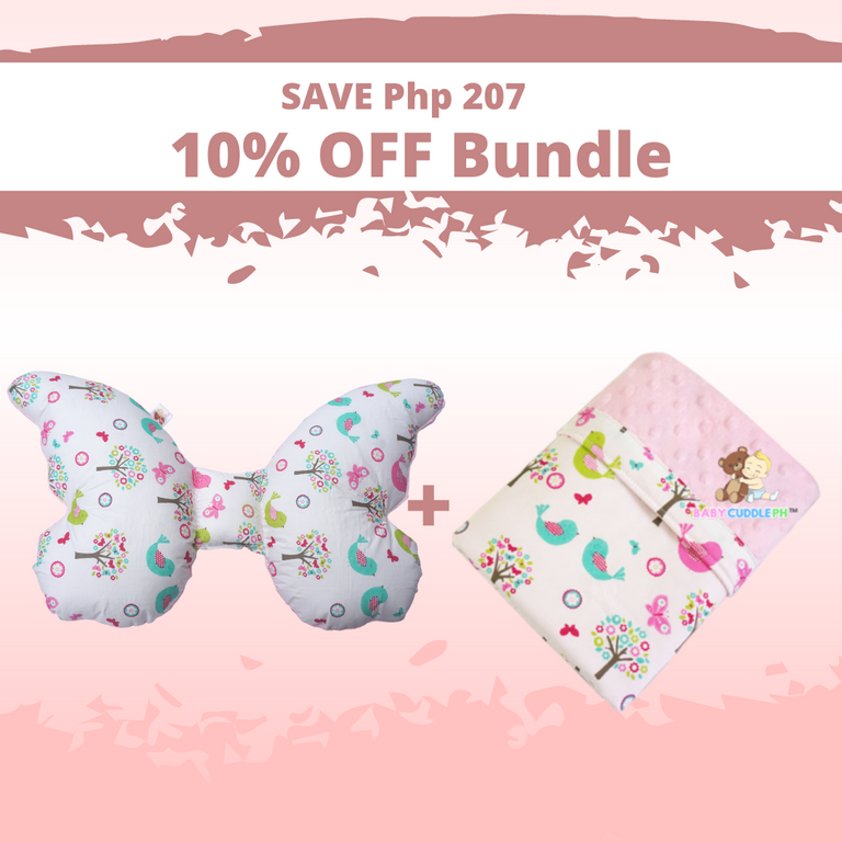 Butterfly Pillow and Babycuddle blanket - Birds and Butterflies