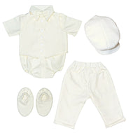 Six (6) Pieces Baptismal Polo Onesie and Pants (Cream)