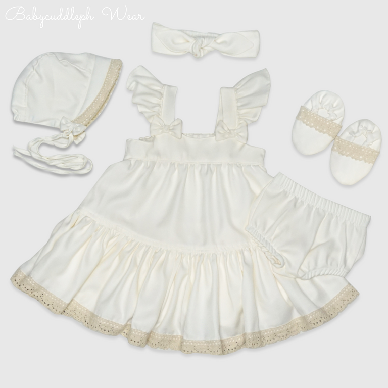 Five(5) Pieces Baptismal Tiered Dress