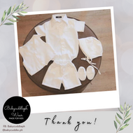 Six (6) Pieces Baptismal Polo Onesie and Short (Blue)