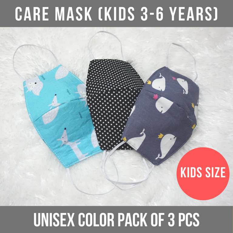 3 PCS  Care  Mask  (KIDS 3-6 years) - UNISEX DESIGN