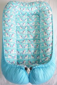 Little Unicorn in Blue (Limited Edition) - Bed and Head Pillow
