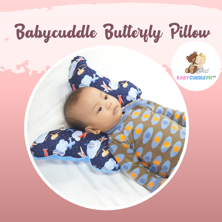 Babycuddle Butterfly Pillow - Baby Sheep in Navy Blue