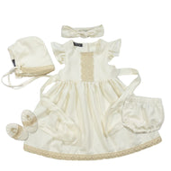 Five(5) Pieces Baptismal Puff Shoulder Dress