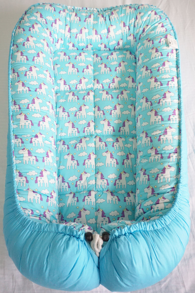 Little Unicorn in Blue (Limited Edition) - Bed and Head Pillow