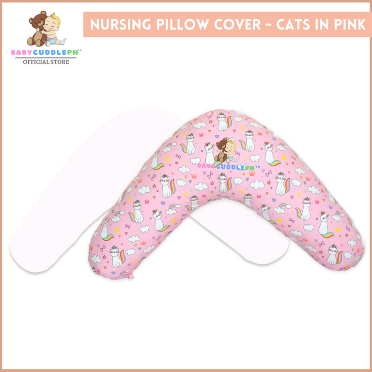Babycuddle Nursing Pillow (Multi-use) - Cats in Pink