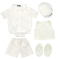 Six (6) Pieces Baptismal Polo Onesie and Short (All Cream)