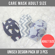 3 PCS Care Mask Adult Size - UNISEX DESIGN