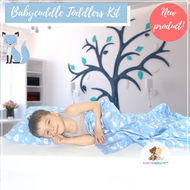 Little Fox in White Blue -  Babycuddleph Toddlers kit (Pillow & Blanket)