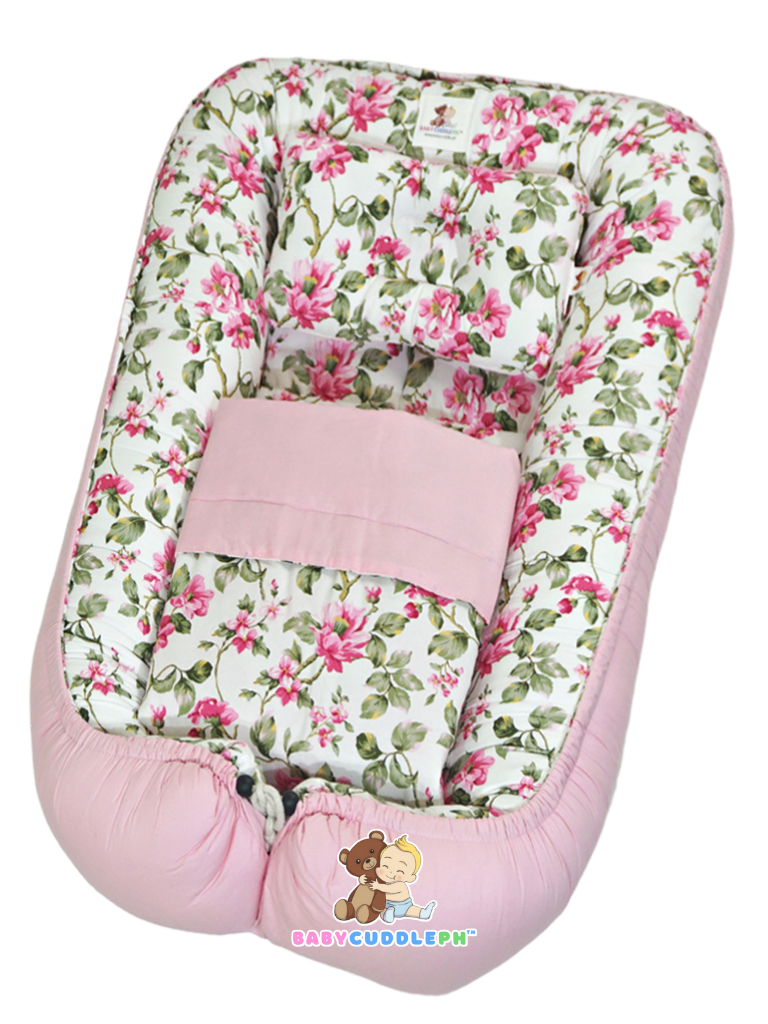 3 in 1 Babycuddle Bed Set - Flora in Light Pink