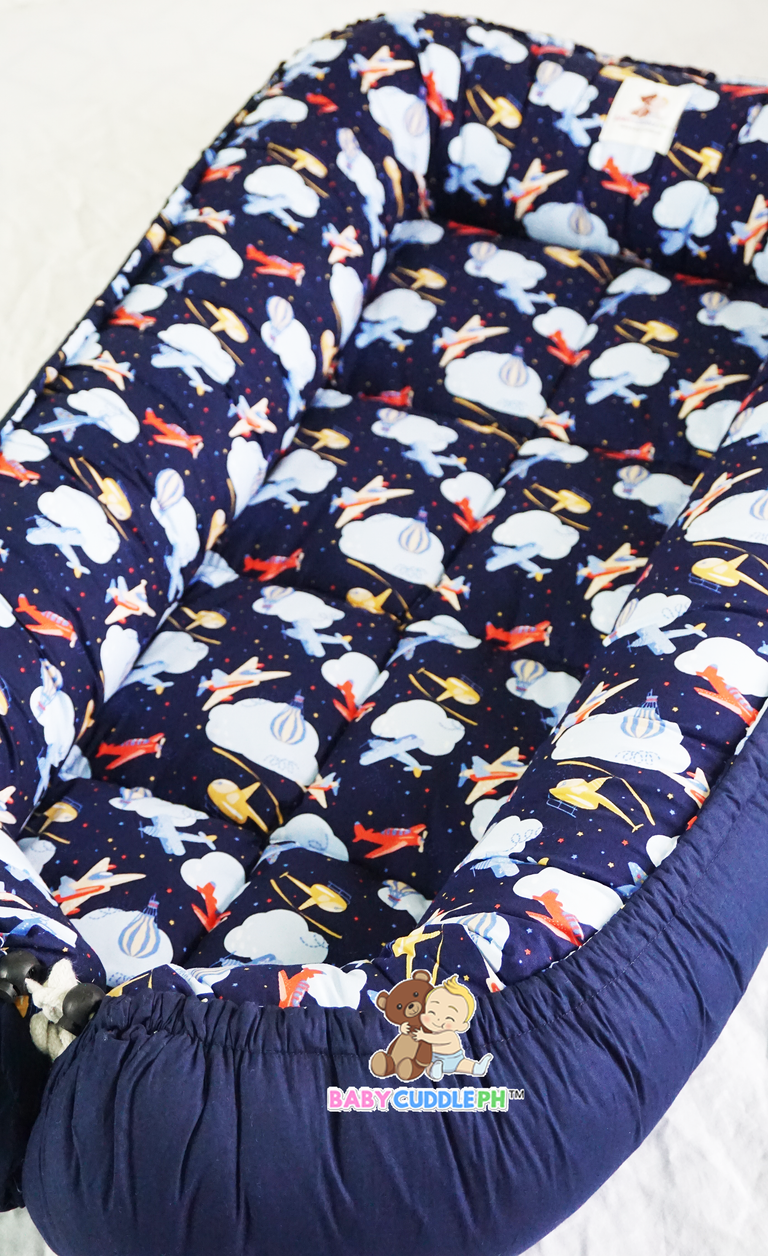 Airplanes in Navy Blue (Limited Edition) - Bed and Head Pillow