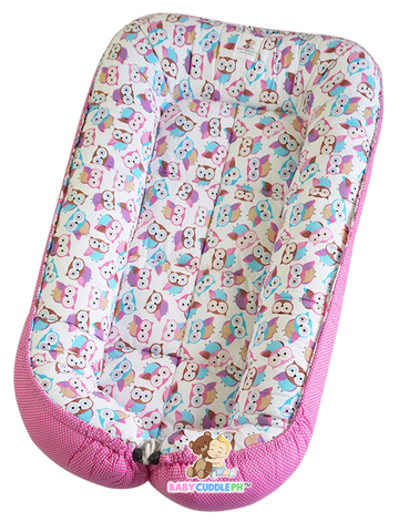 [PRE-ORDER] BabyCuddle Bed - Baby Owl in Pink (Limited Stock)