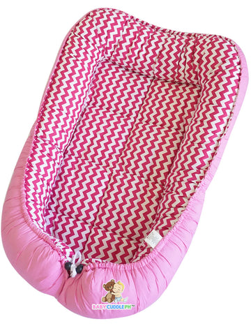 [PRE-ORDER] BabyCuddle Bed - Zigzag Chevron Pink (Limited Stock)