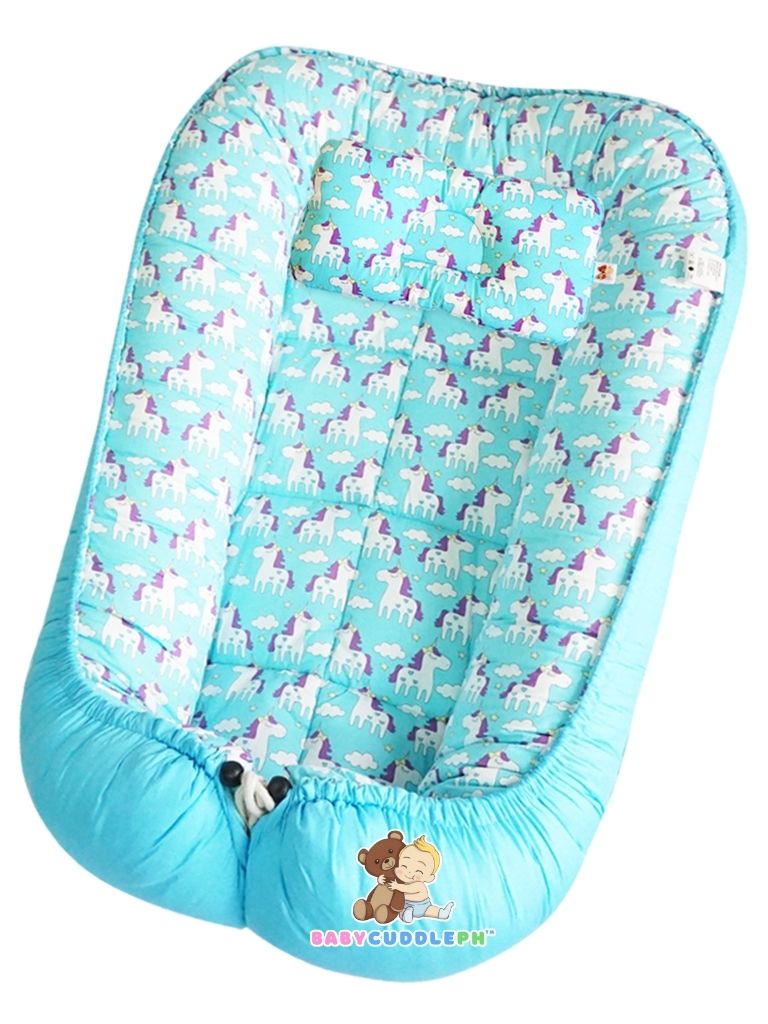 Little Unicorn in Blue (Limited Edition) - Bed and Head Pillow