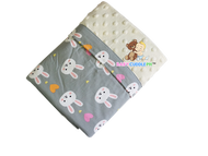 Bunny in Light Gray - Babycuddle Minky Blanket