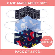 3 PCS Care Mask Adult Size - BOY DESIGN (with AIR FILTER)