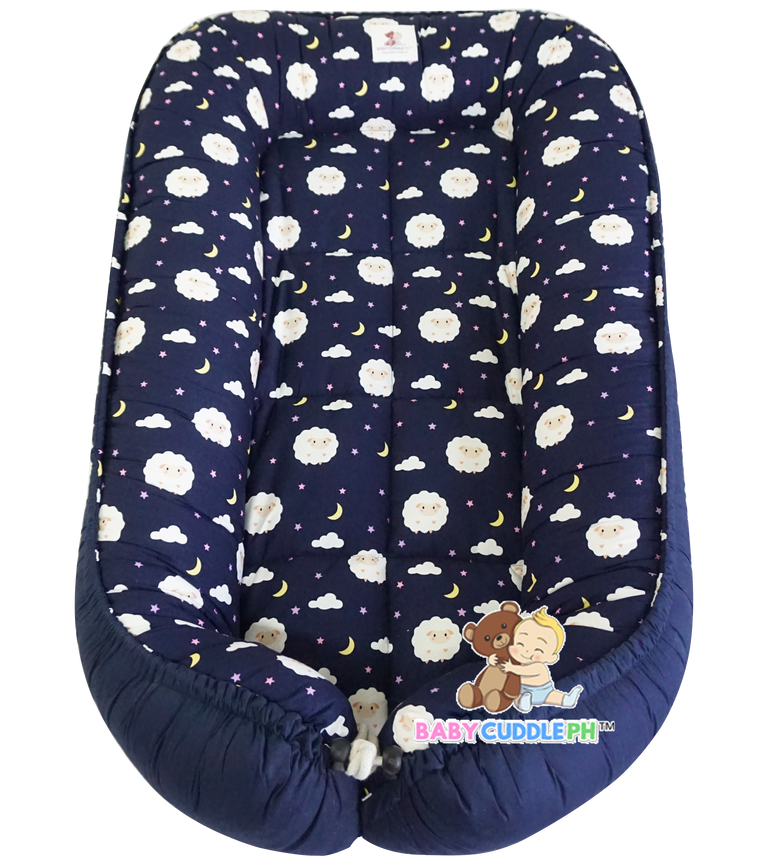 Baby Sheep in Navy Blue (Limited Edition) - Bed and Head Pillow