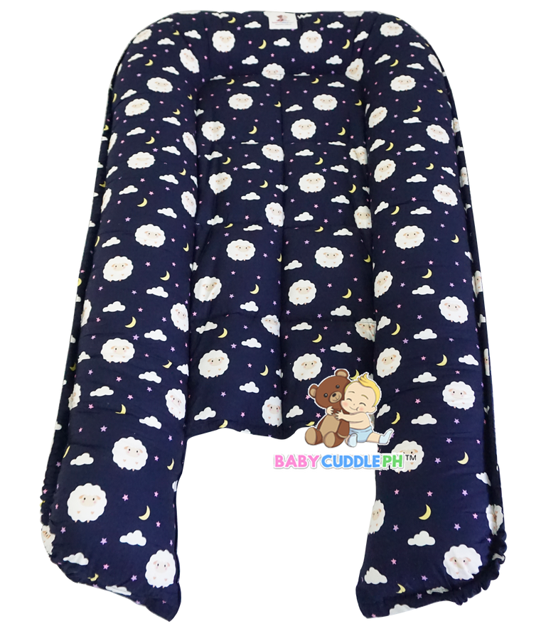 Baby Sheep in Navy Blue (Limited Edition) - Bed and Head Pillow