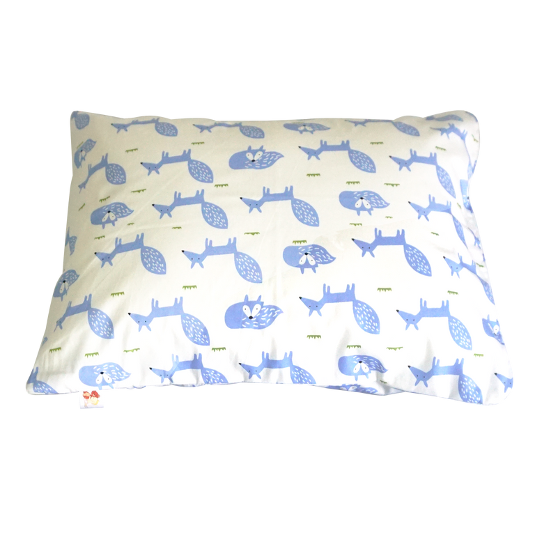 Little Fox in White Blue -  Babycuddleph Toddlers kit (Pillow & Blanket)