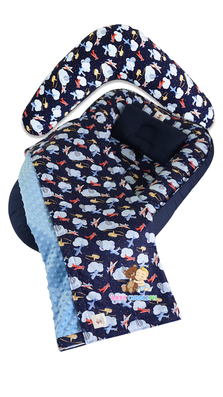 Babycuddleph Mom and Baby Set - Airplanes in Dark Blue
