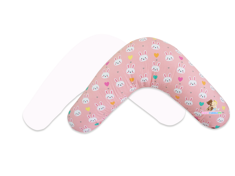 Babycuddle Nursing Pillow Cover - Bunny in Coral Pink