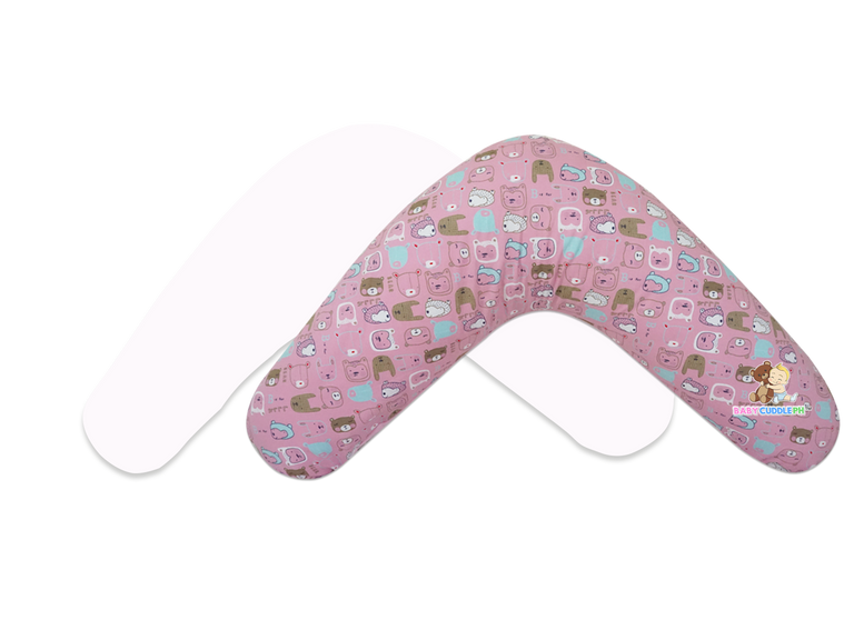 Babycuddle Nursing Pillow Cover - Little Bears in Pink
