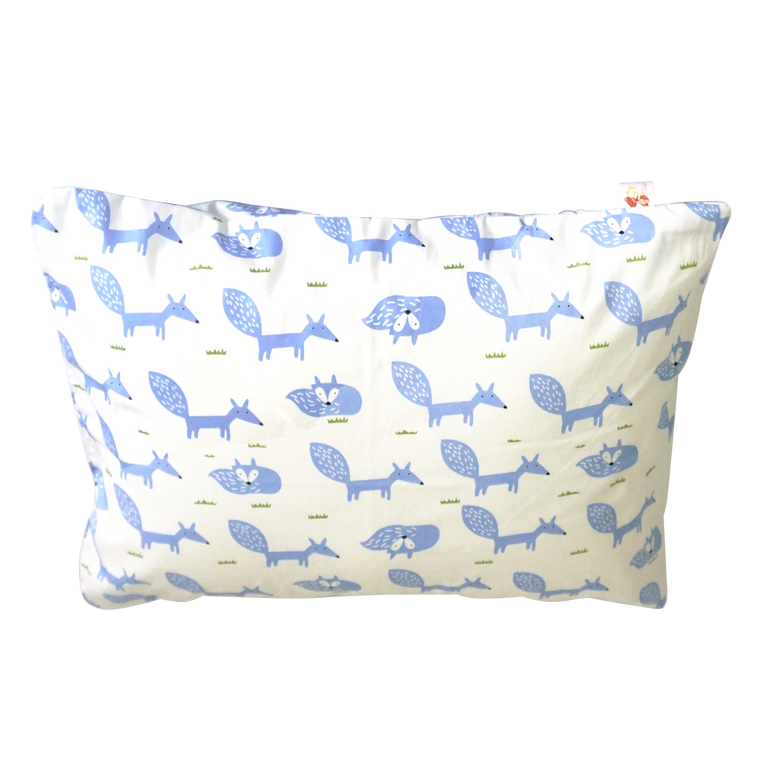 Little Fox in White Blue -  Babycuddleph Toddlers kit (Pillow & Blanket)